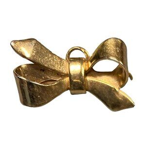 Vintage Small Robbon Bow Gold Tone Brooch Pendant